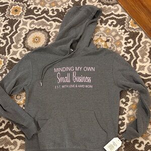 Gildan Charcoal Hoodie with Pink Slogan